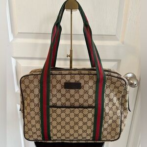 Gucci Canvas Shoulder Bag / Briefcase /Travel Bag w/Dust Bag – Authentic